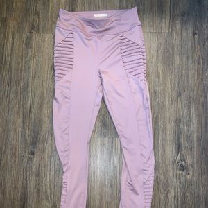 Pink Leggings with Ribbed Detail